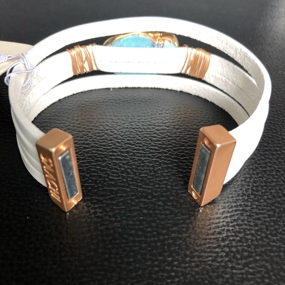 SACCHI turquoise and leather bracelet - Picture 4 of 5